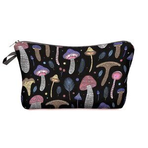 Cosmetic Bag Makeup Mushrooms Blacklight Glow Wonderland Pouch Travel Storage